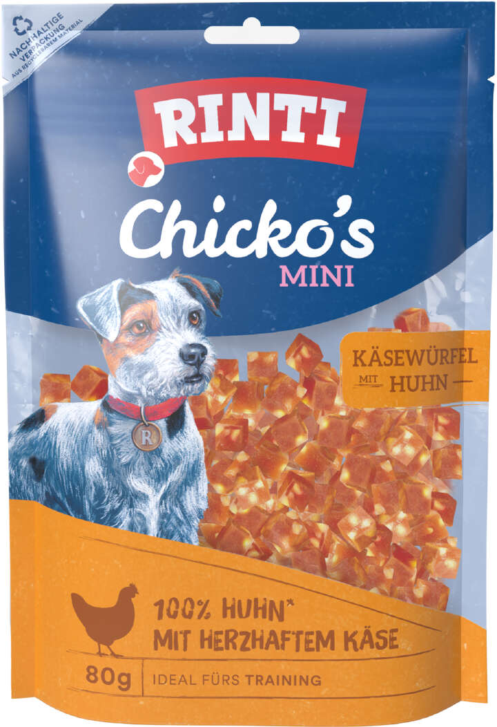 RINTI Hundeleckerlis Chickos Mini Käsewürfel Huhn